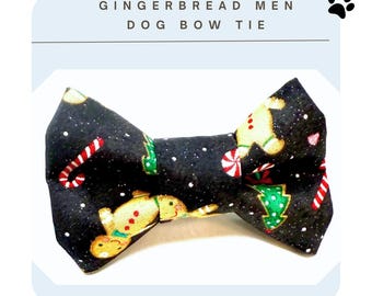 Gingerbread Christmas Dog Bow Tie | Holiday Collar Accessory