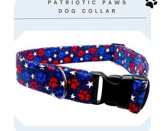 Patriotic Dog Collar: Matching Dog Bow Tie Available