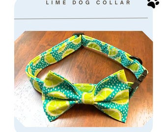 Lime Dog Accessories: Citrus Dog Bow Tie and Collar