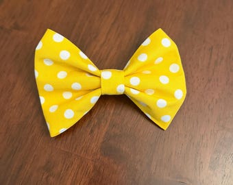 Yellow Polka Dot Dog Bow Tie: Spring Pet Accessory