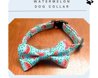 Watermelon Dog Collar with Bow: Summer Pet Accessories