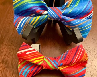 Striped Dog Bow Tie: Colorful Pet Collar Accessory