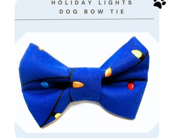 Christmas Lights Dog Bow Tie | Holiday Collar Accessory