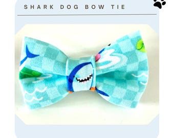 Shark Dog Bow Tie: Summer Ocean Aquatic Pet Collar Accessory
