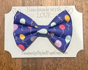 Balloon Dog Birthday Bow Tie: Barkday Party Collar Accessory