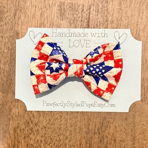 Patriotic Dog Bow Tie: Red, White, and Blue USA Collar Bow
