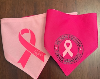 Breast Cancer Awareness Dog Bandana: Reversible Pink Ribbon Design