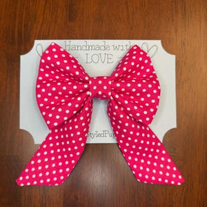 Lazo marinero para perro con lunares rosas / Lazo rosa y blanco para perro / Pajarita rosa para perro / Pajarita de primavera para perro / Pajarita para perros o gatos / Accesorios para perros