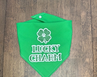 Lucky Charm Dog Bandana | Snap On Dog Bandana | Custom Dog Bandana | St. Patrick's Day Dog Bandana | Lucky Dog | Funny St. Patty's Day