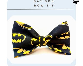 Bat Dog Bow Tie | Bat Signal Superhero Collar Accessory