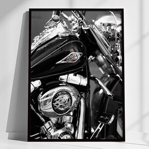 Harley Davidson Poster Wanddekor für Harley Enthusiasten Benutzerdefinierte Motorrad Kunst Man Cave Poster Harley Liebhaber Geschenk Motorrad Fotografie