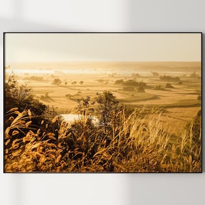 Golden Dawn In The Field, Cozy Photo Decor for Home, Fields at Dawn Printable Wall Art, Poster for Living Room, Nature Landscape Large Art
