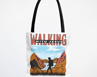 Walking With Jesus Tote Bag: Inspirational Christian Faith Bag