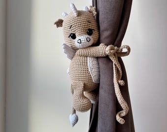 Dragon Curtain Tieback – Crochet Dragon Curtain Holder, Handmade Animal Nursery Decor, Fantasy Nursery Gift