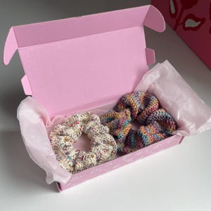 Crochet Hair Oversized Scrunchie Gift Set — Handmade Cotton Blend Hair Ties, Colorful & Textured