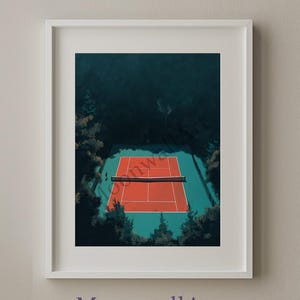 Modern Tennis Court Poster – Printable Wall Art for Athletes