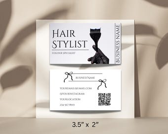Hair Stylist Business Card |  Fully Customizable Editable Digital Printable Canva Template | Custom QR code | Hair Dresser | Beauty Salon |