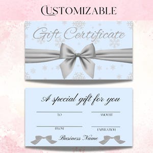 Gift Certificate Esthetician. Customizable Christmas Beauty Salon Gift Voucher. Editable, downloadable, Printable.