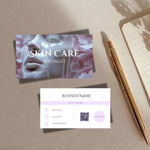 Hautpflege Visitenkarte | Anpassbare DIY Vorlage | Kosmetikerinnen | Med Spa | Hautpflege | Gesichtsbehandlungen | Schönheitssalon | Zum Herunterladen & Ausdrucken