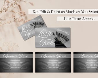 Lash Tech Business Card Customizable Canva Template | Digital & Printable Esthetician Business Card | Lash Extensions |Beauty Salon Business