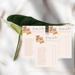 Mama of papa-spel Raad eens wie mama of papa Babyshower leuk spel Instant Download babyshowerspel Raad eens wie mama of papa-spel