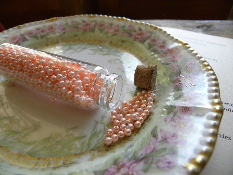 Vintage Faux Pearls in Glass Bottle image 1