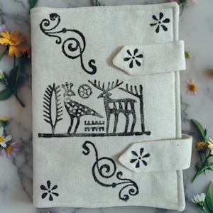 Protège-livre fait main en coton bio avec motif hittite - Sac lavable respectueux de l'environnement pour les amateurs de lecture et les étudiants