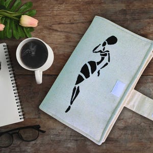 Handmade Block Print A5 Book Sleeve – Organic Cotton Book Cover, Eco-Friendly Pouch, Book Bag Protector Case with African Figure Design