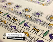 Hand Painted Cotton Linen Tablecloth: Hittite Design Dining Decor