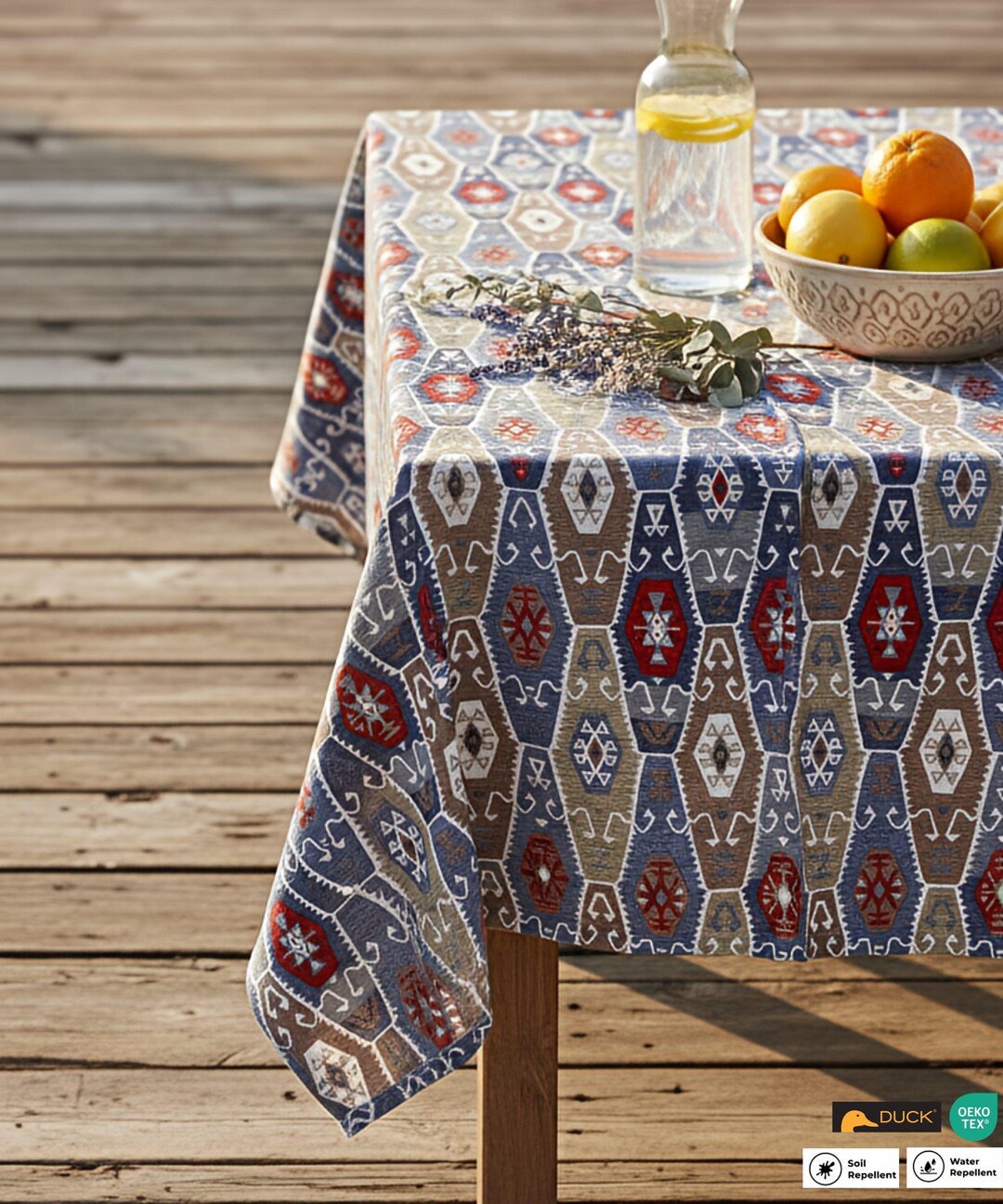Southwestern Kilim Tablecloth, Waterproof Aztec, Custom Size Wipeable ...