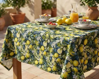 Zitrone Botanische Tischdecke Benutzerdefinierte Größe Spill Resistant Decor