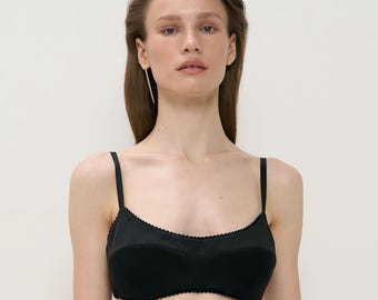 Luxury Silk Bra Top, Handmade Silk Bralette, Premium Silk Lingerie Top, Silk Bustier Top, Open Back Bralette, Custom Silk Party Top