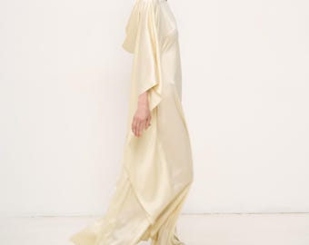 Silk Floor Length Dress with Detachable Hood, Elegant Transformer Gown, Long Hooded Evening Dress Perfect  Wedding and Christmas Celebration