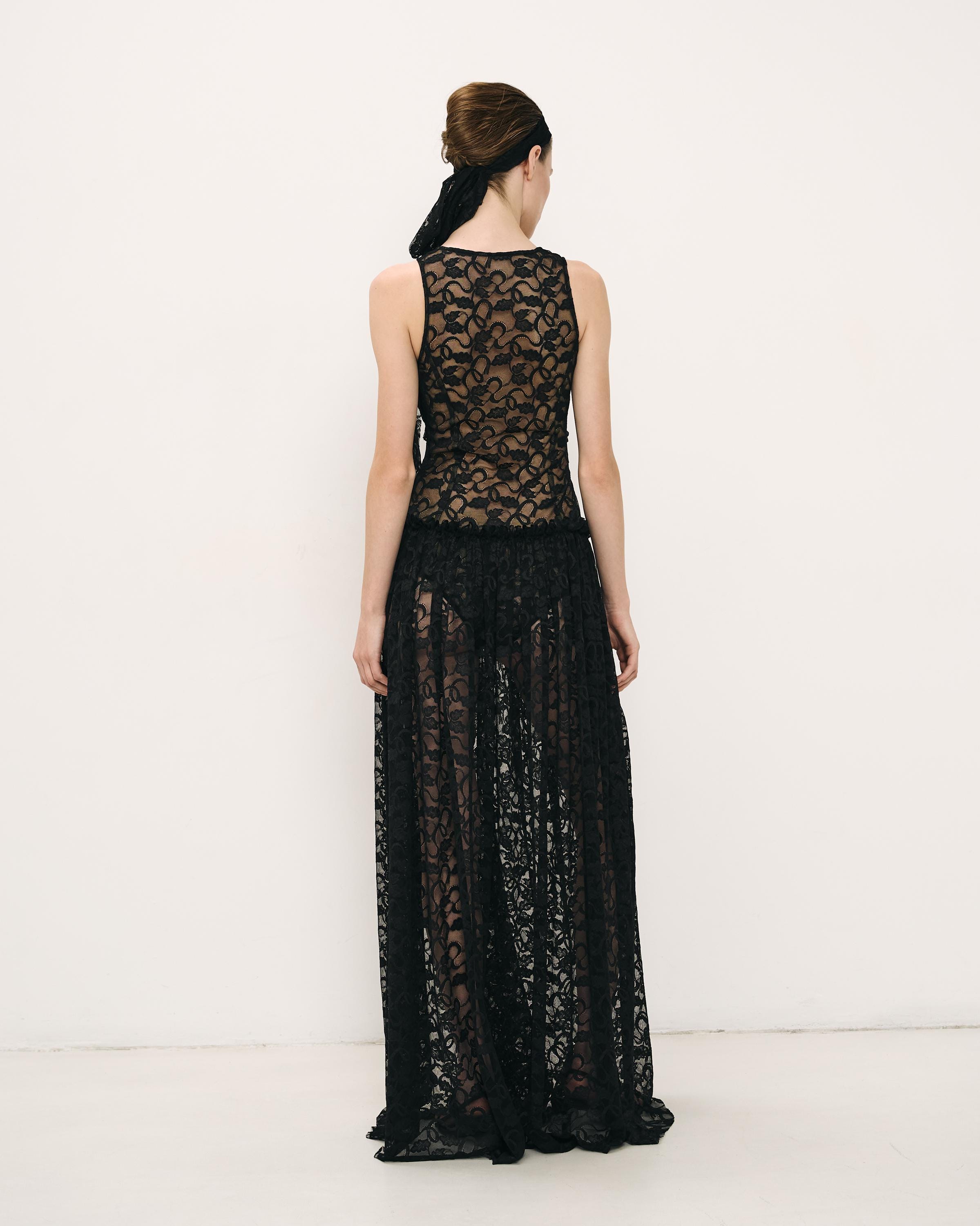 Black Lace Sheer Maxi Dress, Sleeveless Deep V Neck Evening Gown, Elegant Transparent Long Dress