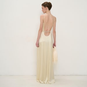 Backless Silk Evening Dress, Long Ivory Slip Gown With Open Back, Elegant Minimalist Silk Maxi Dress for Wedding, Party or Formal Event