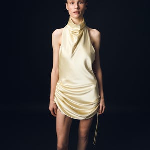 Silk Convertible Dress, Luxury Silk Dress, Open Back Silk Dress, Cream Silk Party Dress, Summer Wedding Guest Dress, Transformer Silk Dress