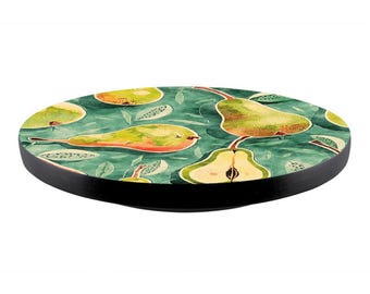Pear Print Lazy Susan, Rotating Serving Tray, Kitchen Decor
