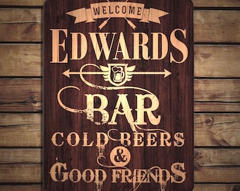 Custom Bar Wood Sign, Personalized Home Decor, Mancave Tavern Sign