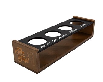 Handmade Walnut Beer Flight Tray with Chalkboard - 4 Glass