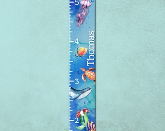 Personalized Kids Growth Chart Under the Sea – Ocean Nursery Height Chart, Baby Shower Gift, Nautical Wall Decor for Boys or Girls