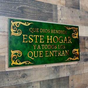 Spanish Bless This Home Sign – Que Dios Bendiga Este Hogar Wall Decor, Religious Entryway Sign, Housewarming Gift, Latino Home Decor