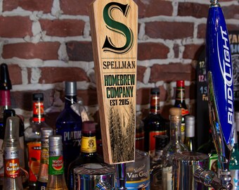 Custom Oak Beer Tap Handle | Personalized Homebrew Bar Decor