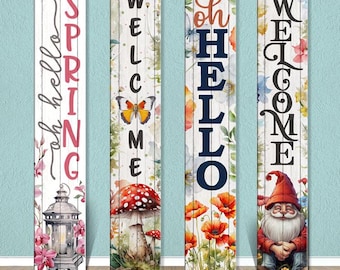 Spring Flowers Welcome Porch Leaner Handpainted Spring Sign