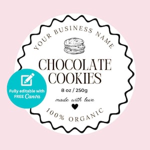 Editable Cottage Food Label, Printable Bakery Ingredient Labels, Small Business Packaging Stickers, Canva Template, Baking Printable, Cookie