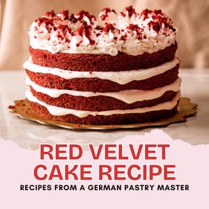 Red Velvet Cake Recipe, Baking Printable, homemade cakes, pastry, baking, wedding cake recipe, diy, digital download
