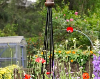 Large Obelisk Trellis – 71” Steel Plant Support with Wood Finial for Vines