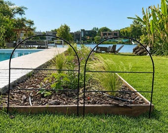 Large Metal Garden Border Fence: 33" Tall, Black Coated or Rustic Finish