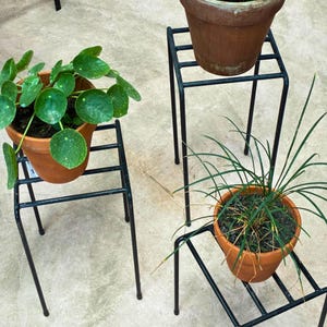 Set of 3 Modern Metal Plant Stands: Rust-Resistant Black Finish
