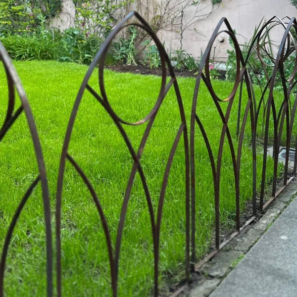 Gothic Metal Garden Trellis - Steel Plant Support & Fence Border