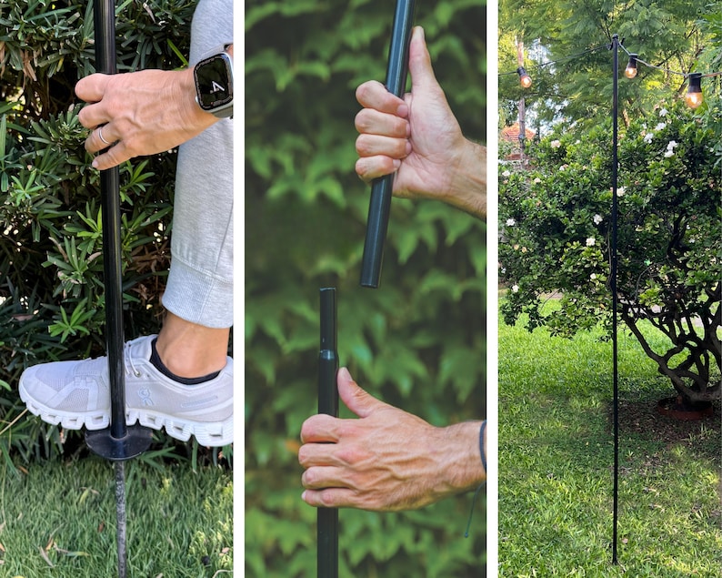 String Light Poles – Metal Garden Light Stands for Yard & Outdoor Events Lighting image 9